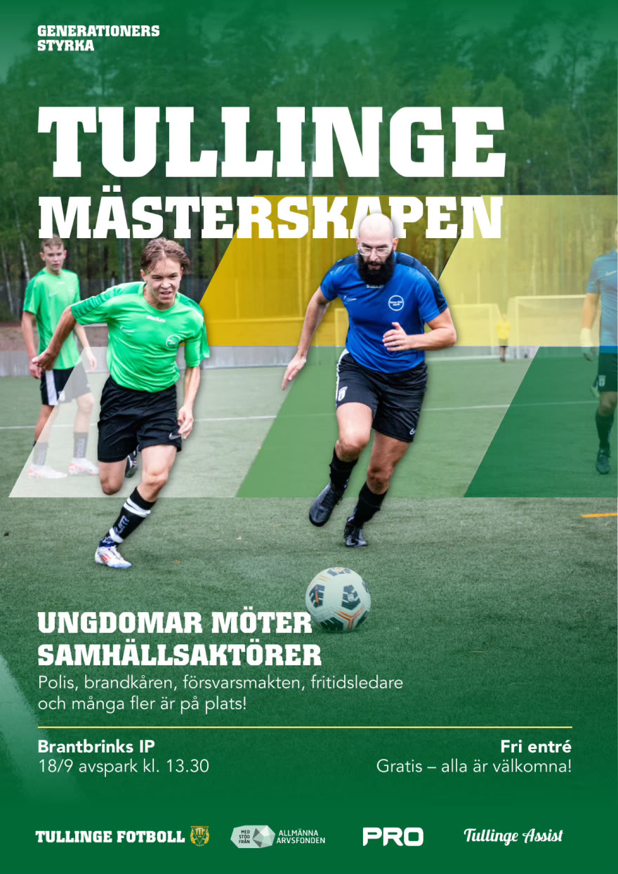 The final Tullinge Mästerskapen poster with event details and partner logos